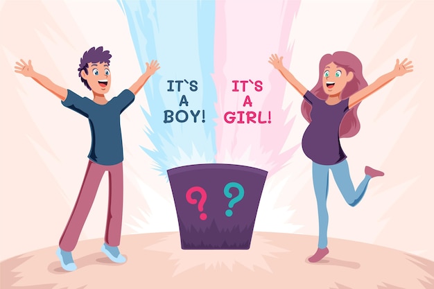 Free vector cartoon gender reveal concept