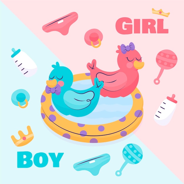 Free vector cartoon gender reveal party concept