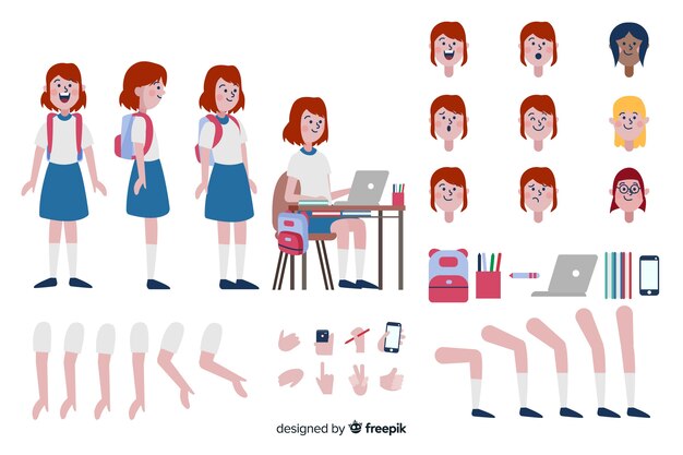 Cartoon girl character template