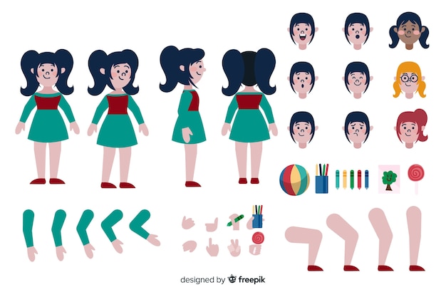 Cartoon girl character template