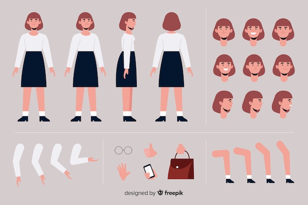 Free vector cartoon girl character template