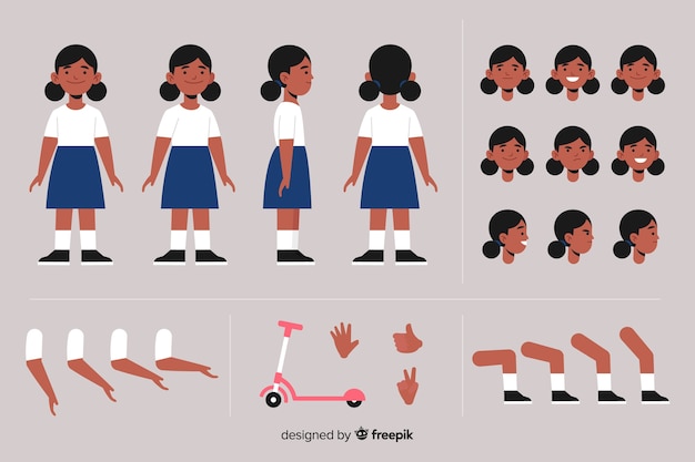 Free vector cartoon girl character template