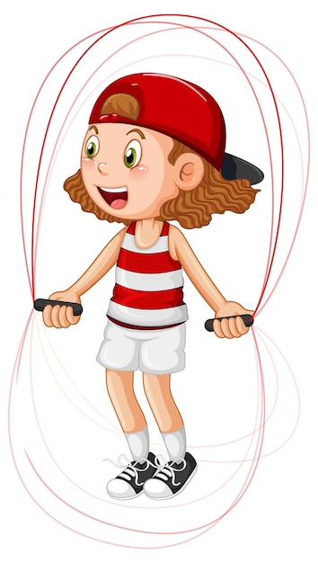 Cartoon girl jumping rope