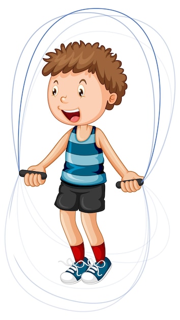 Cartoon girl jumping rope