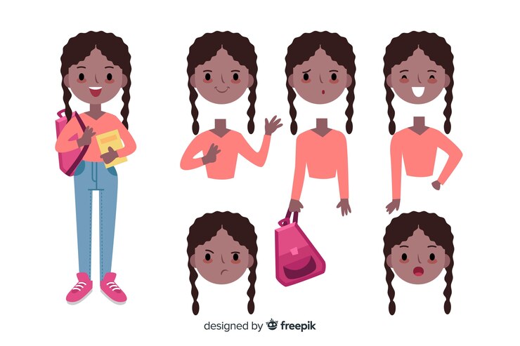 Free Vector cartoon girl for motion design
