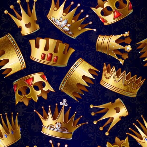 Cartoon Gold Royal Crowns Pattern