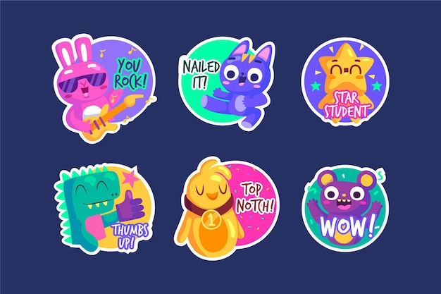 Free vector cartoon good job sticker set