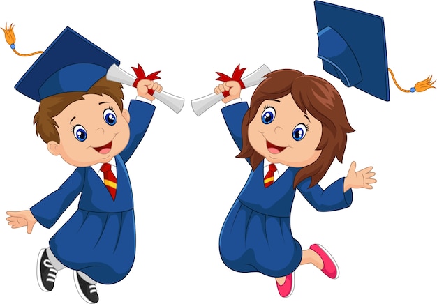 Cartoon graduation celebration | Premium Vector