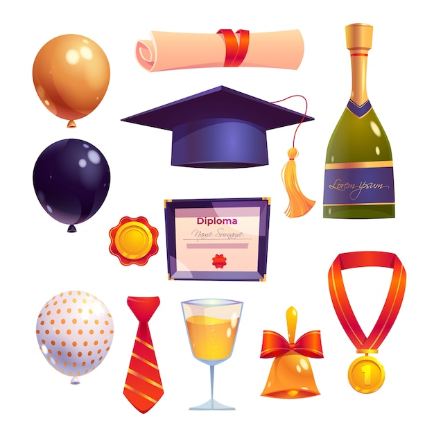 Free vector cartoon graduation elements collection