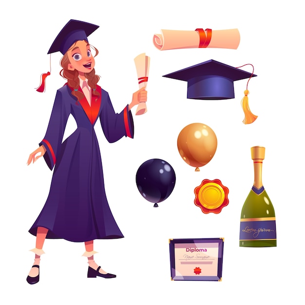 Cartoon graduation elements collection