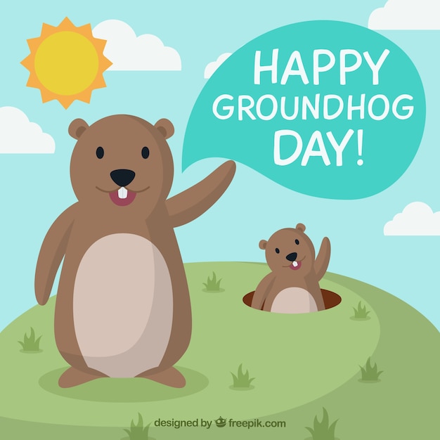 Cartoon groundhogs illustration