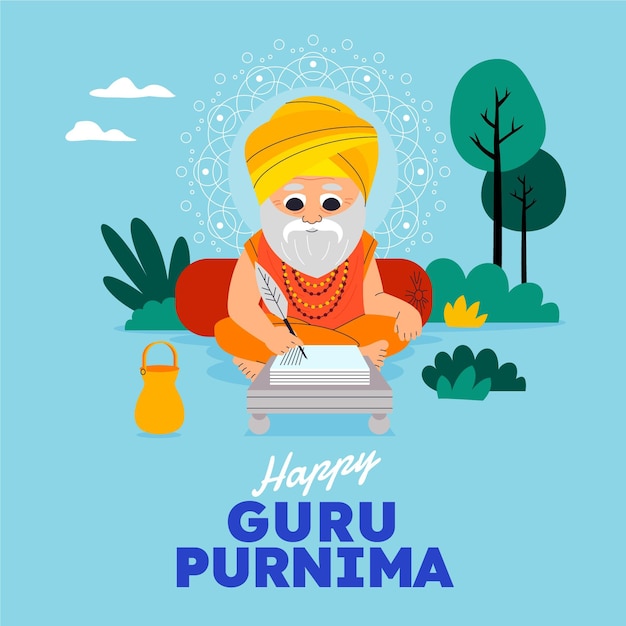 Cartoon guru purnima illustrazione