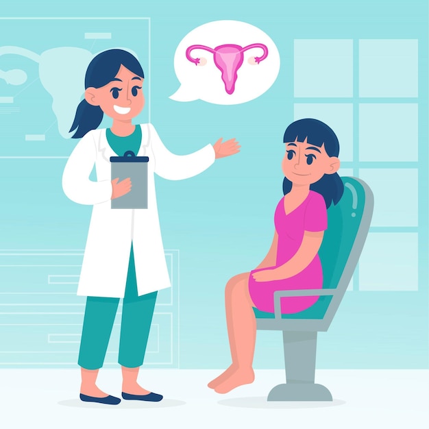 Cartoon gynecology consultation illustrated
