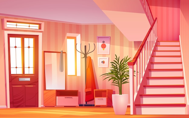 Free Vector | Cartoon hall interior illustration