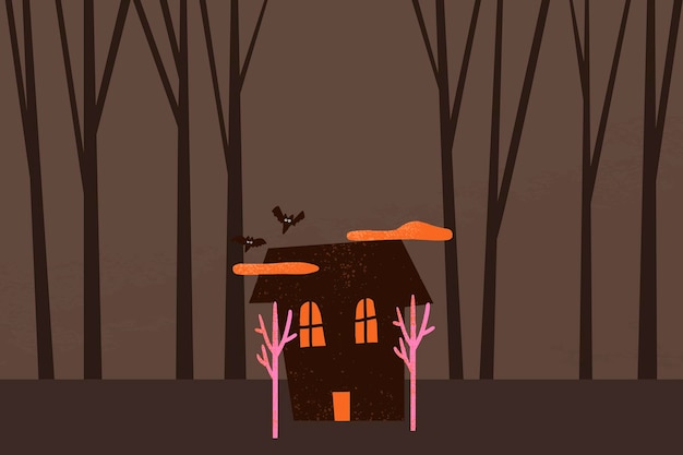 Free vector cartoon halloween background vector, spooky haunted house illustration