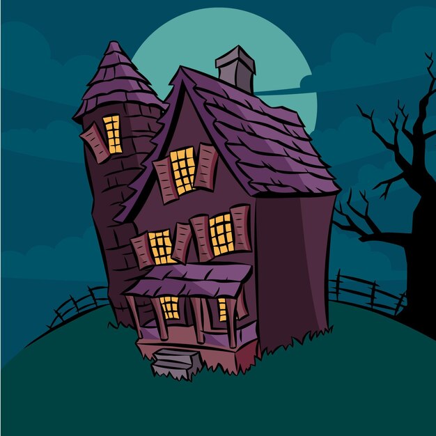 cartoon halloween house