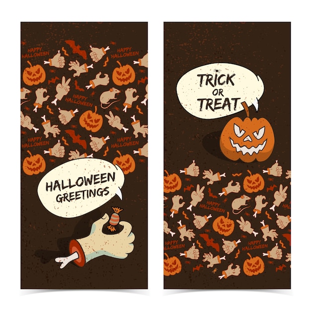 Мультфильм Хэллоуин вертикальные баннеры с зомби рука жуткая тыква