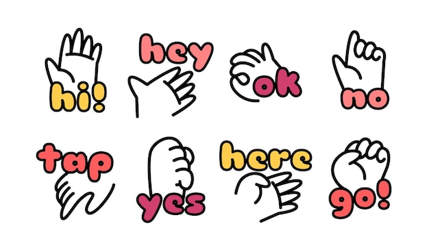 Free vector cartoon hand gesture collection tags