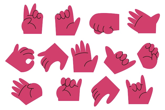 Free vector cartoon hand gesture collection with dark skin tone