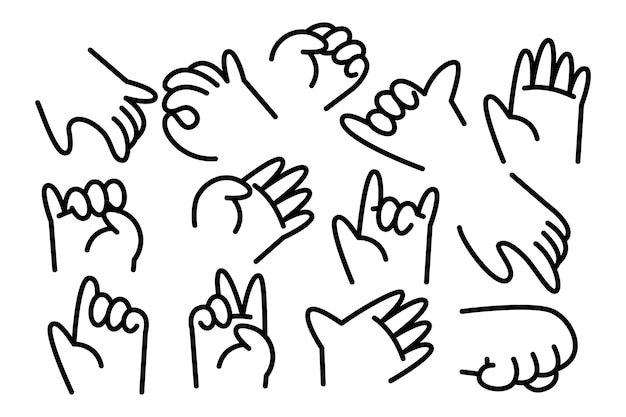 Free vector cartoon hand gesture collection with stroke