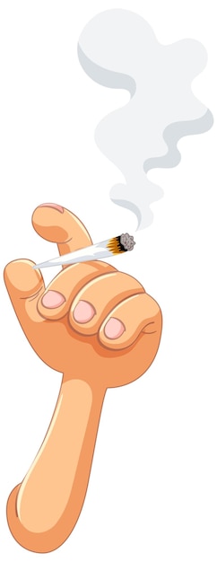 Free vector cartoon hand holding a smoking cigarette