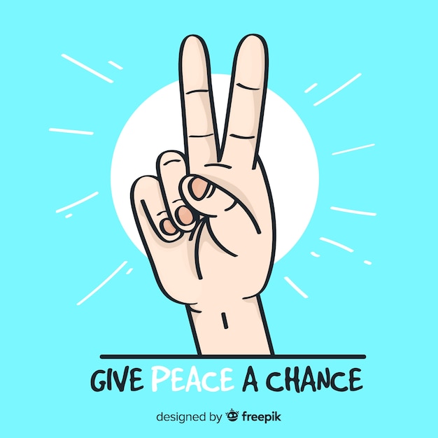 Free vector cartoon hand peace sign background