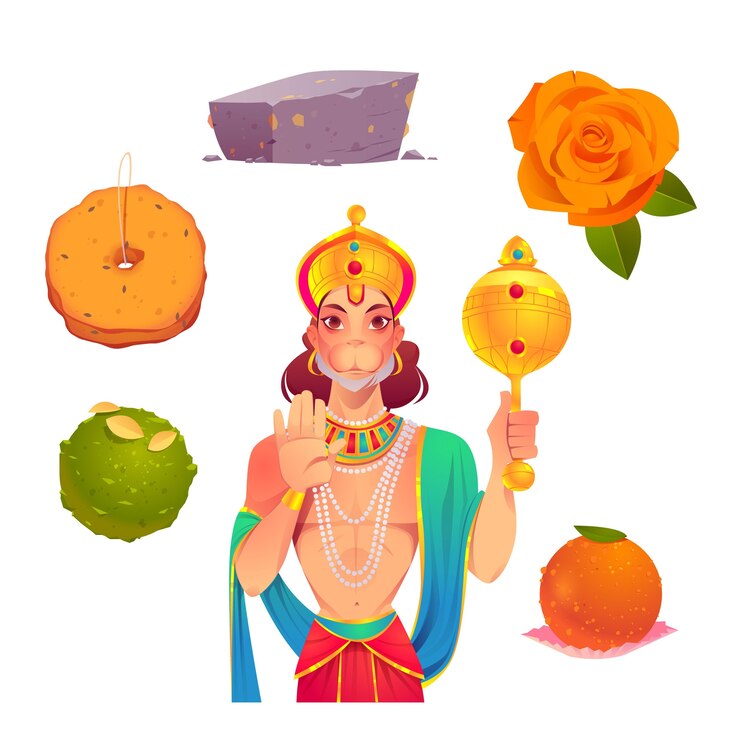 मुफ़्त वेक्टर cartoon hanuman jayanti elements collection