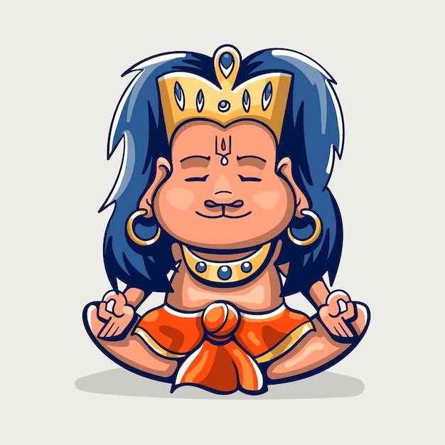 Free vector cartoon hanuman jayanti illustration