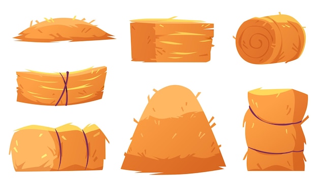 Cartoon haystacks of different shape and size