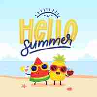 Free vector cartoon hello summer illustration