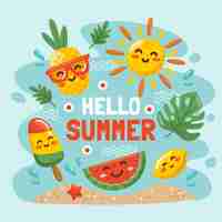 Free vector cartoon hello summer illustration