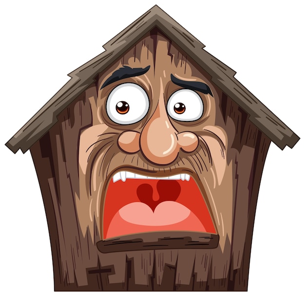 Free vector cartoon house with a human face