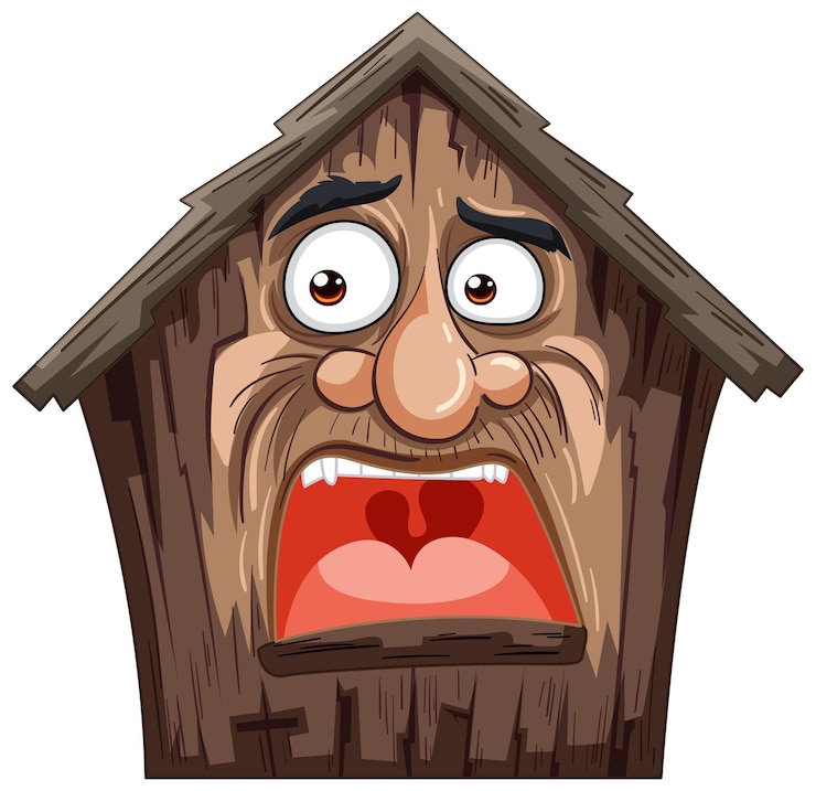 Free Vector cartoon house with a human face