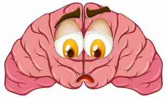 Бесплатное векторное изображение Мультяшный человеческий мозг с выражением лица