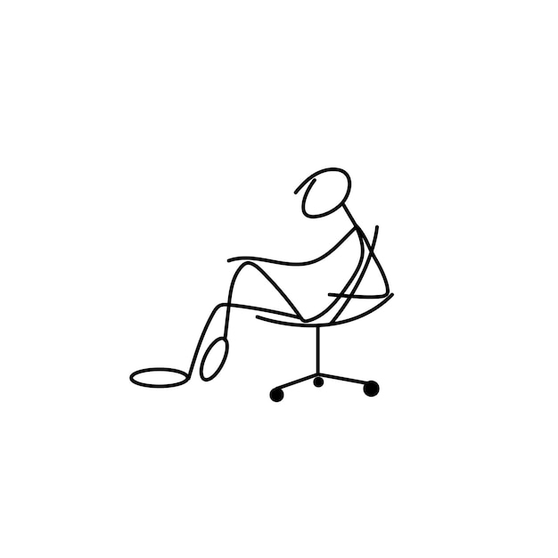 Cartoon icon of sketch stick business figure vector people in cute miniature scene. Premium Vector