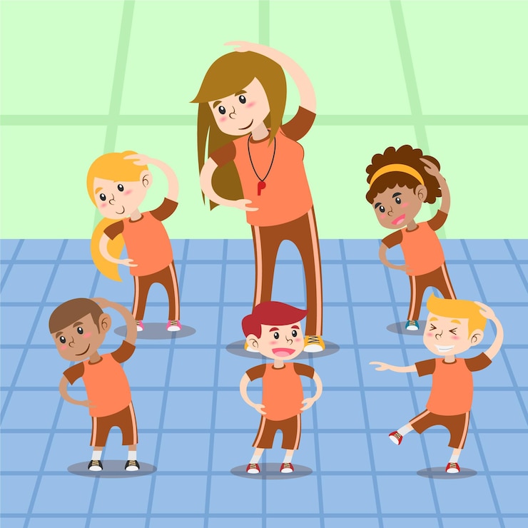 무료 Vector 체육 수업에서 어린이의 만화 그림