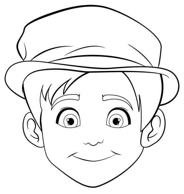 Cartoon Illustration of Man Wearing Hat