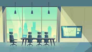 Free vector cartoon illustration of modern conference hall, room for meetings and business trainings