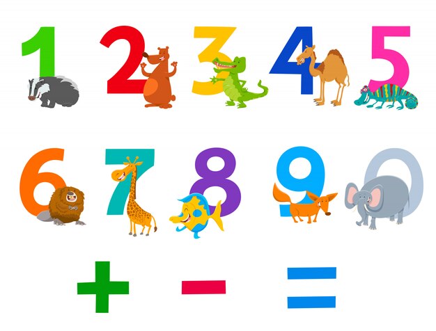幸せな農場の動物で設定された数字 プレミアムベクター 幸せな農場の動物で設定された数字 プレミアムベクター