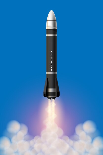 Cartoon illustration Rocket launch isolated set. Space mission rockets with smoke. illustration in 3D style