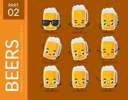 Free vector cartoon images of beer. set.