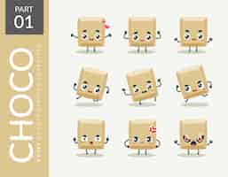 Free vector cartoon images of white chocolate. set.