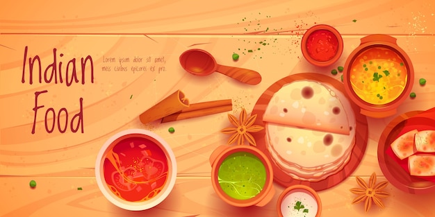 Free vector cartoon indian food background