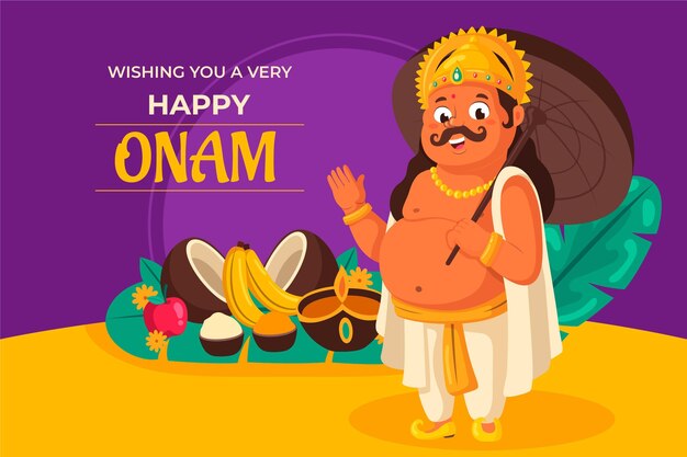 Cartoon indian onam illustration