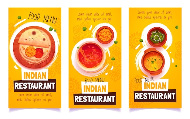 Cartoon indian restaurant banners