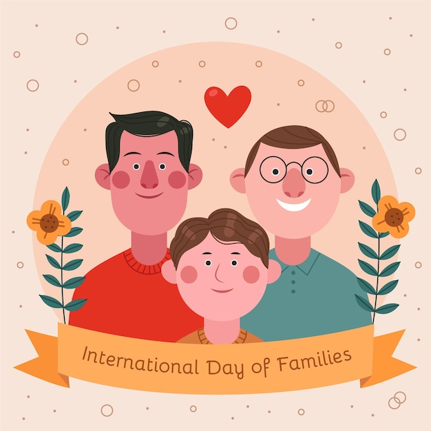 가족 일러스트의 만화 국제 날