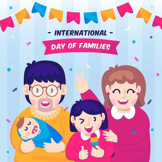 Cartoon international day of families illustration