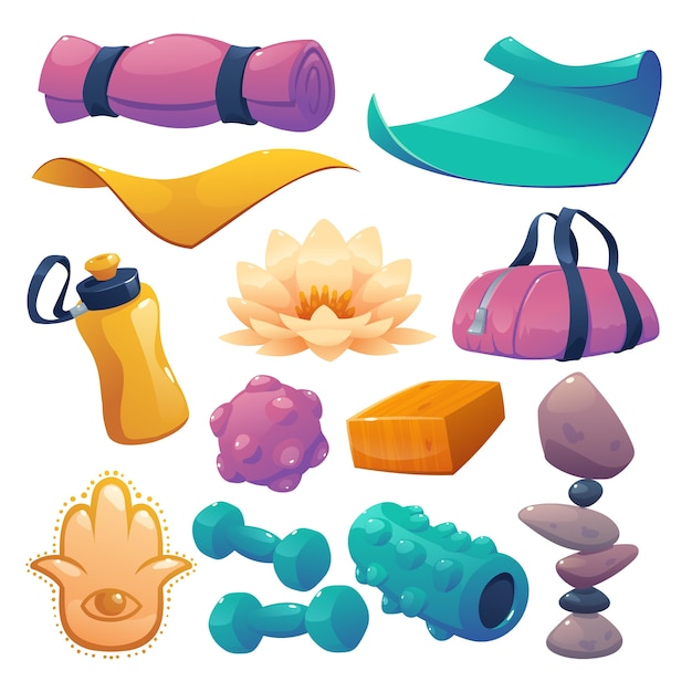 Cartoon international day of yoga elements collection