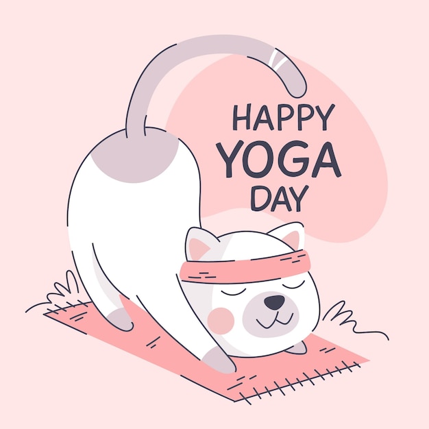 Free vector cartoon international day of yoga illustration