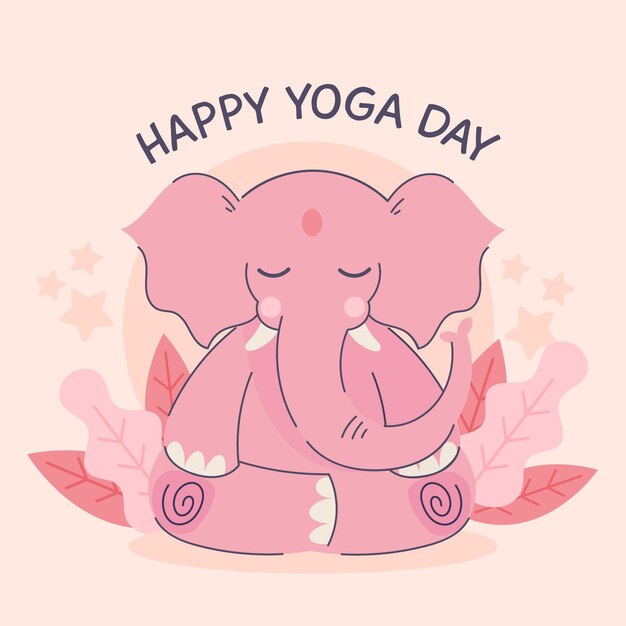 Cartoon international day of yoga illustration